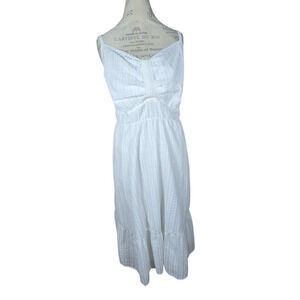 Torrid Dress Women 2X White Midi Seersucker Cut Out Halter Summer Pockets Flirty